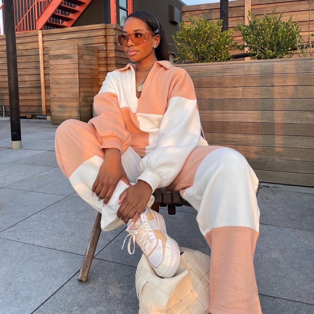 Missguided Cream & Tan Two Piece Set